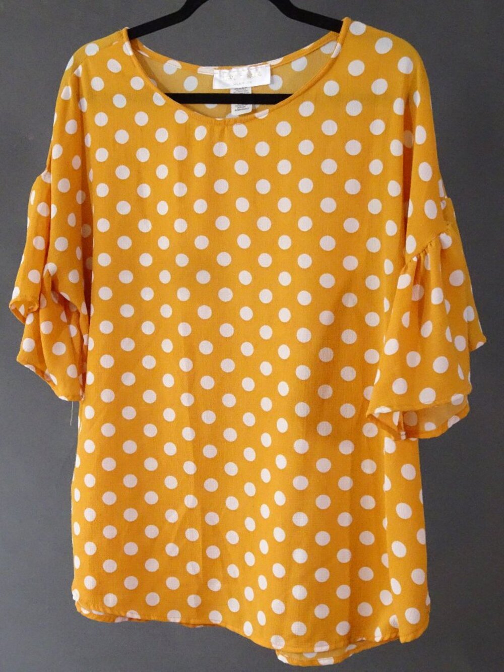 Love Kuza Yellow and White Polka Dot Blouse